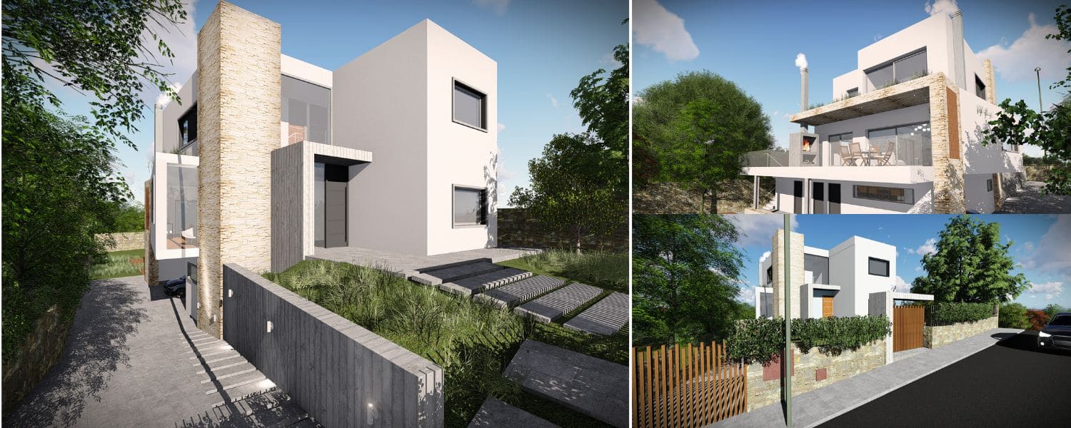 Diferentes vistas de la casa pasiva en Sant Cugat. Proyecto Sant Cugat.